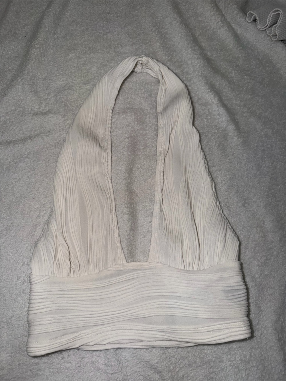 Ribbed Halter Bandeau Top in Cream
